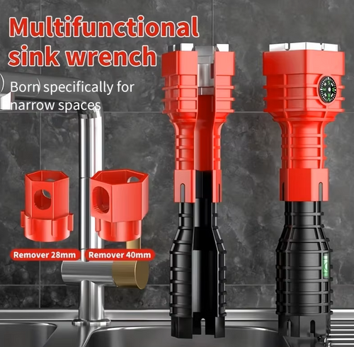 24-in-1 Plumbing Tool – Faucet & Sink Installer with Wrench and Level