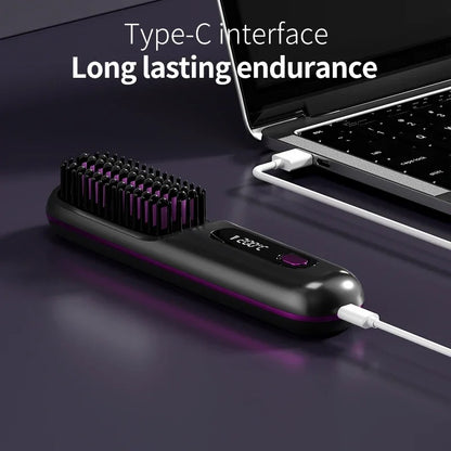 Wireless LCD USB Ceramic Heating Straightening Brush