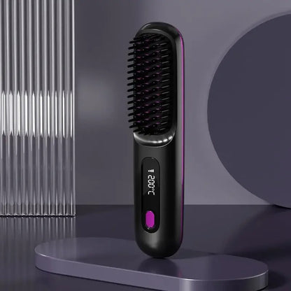 Wireless LCD USB Ceramic Heating Straightening Brush